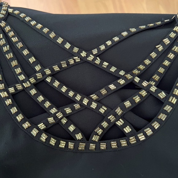 Forever 21 Babydoll Cutout Chiffon Camisole Style Black Mini Dress ~ Size XS - Picture 3 of 8